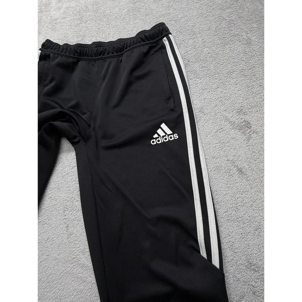 Adidas Track Pants Youth Large Black Three Stripes Ankle Zip Soccer Training‎